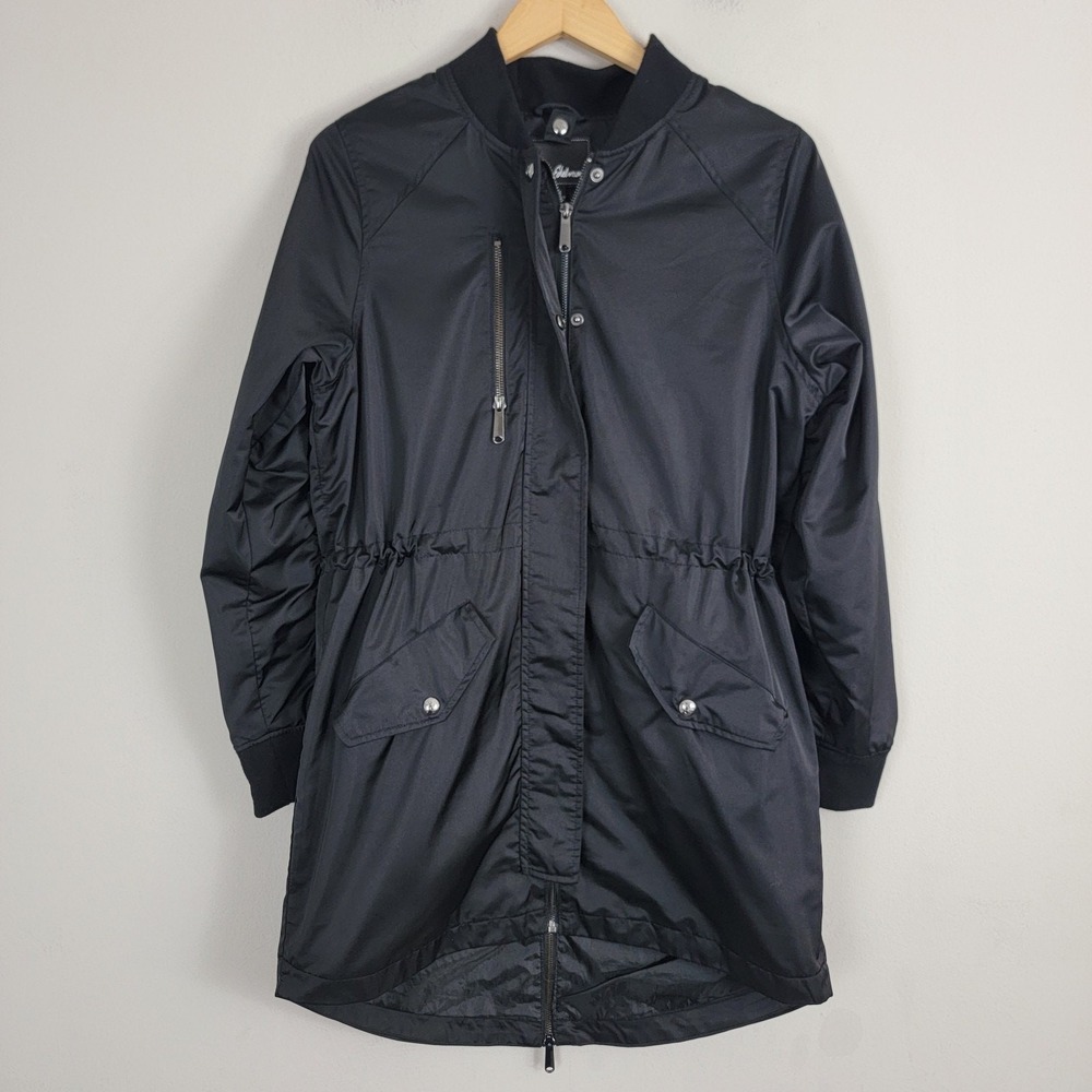 Sam Edelman Anorak Satin Like Jacket Womens Size S Full Zip Snap Softshell Black
